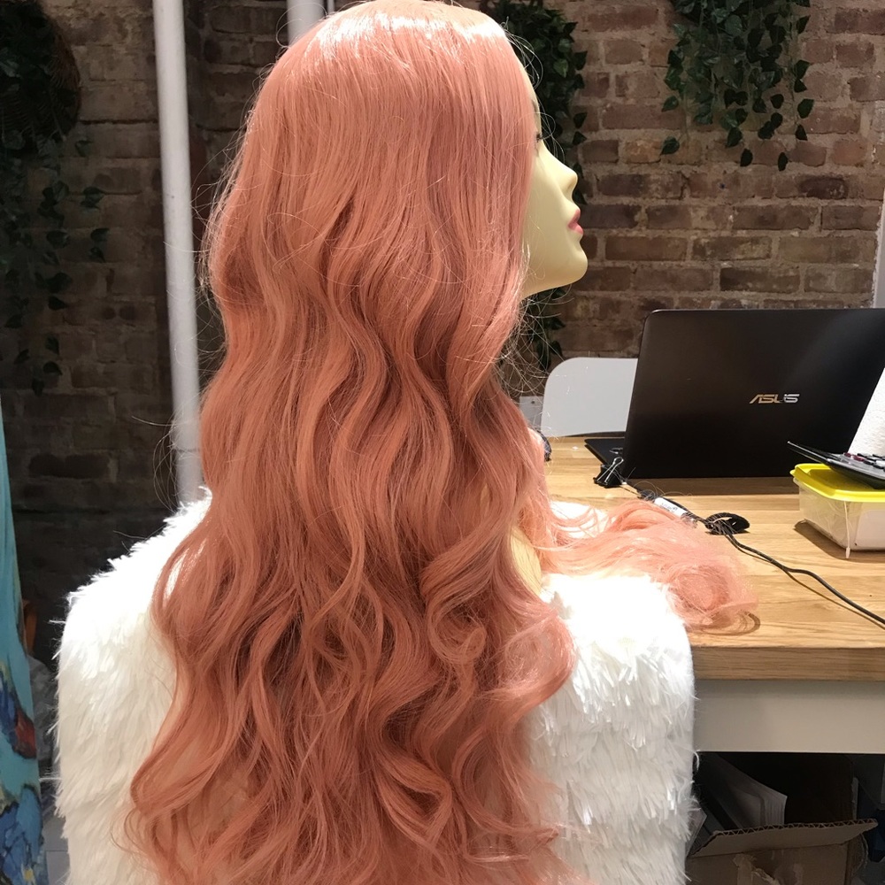 Human hair blend gold Rose pink wig - Picture 3 of 7